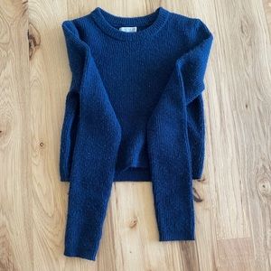 Active USA cropped long sleeve navy blue sweater